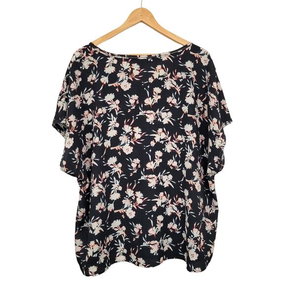 Banana Republic Top Women's XXL Floral Picot-Trim Blouse Semi Sheer Romantic - Picture 2 of 8